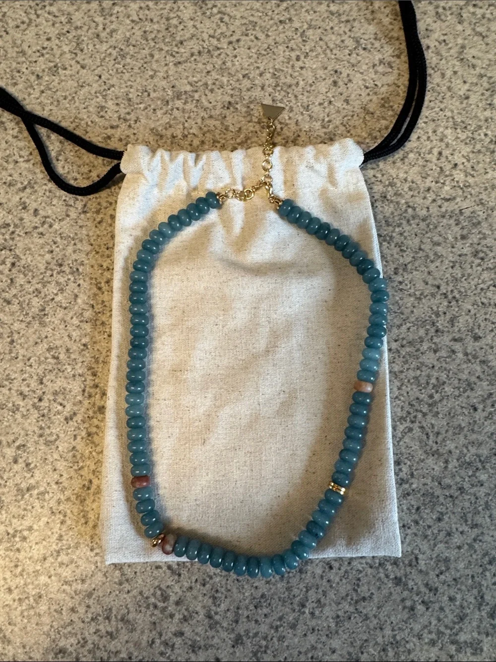 Anthropologie Teal Beaded Necklace with Gold Accents - Picture 1 of 1